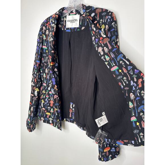 Essentiel Antwerp Mushroom Print Ruffle odell Blazer Black Multicolor 36 small - Picture 7 of 13